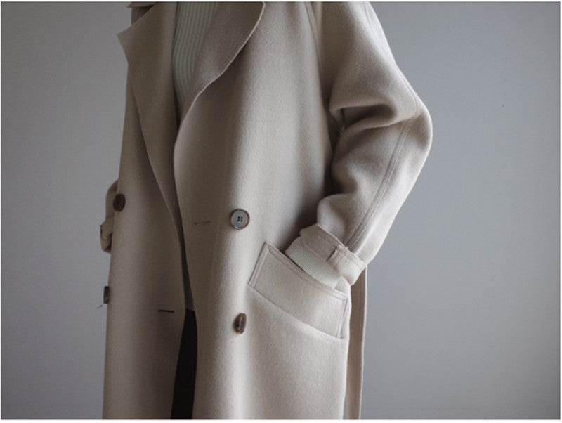 Khloe® | Wełniany płaszcz trench z podszewką