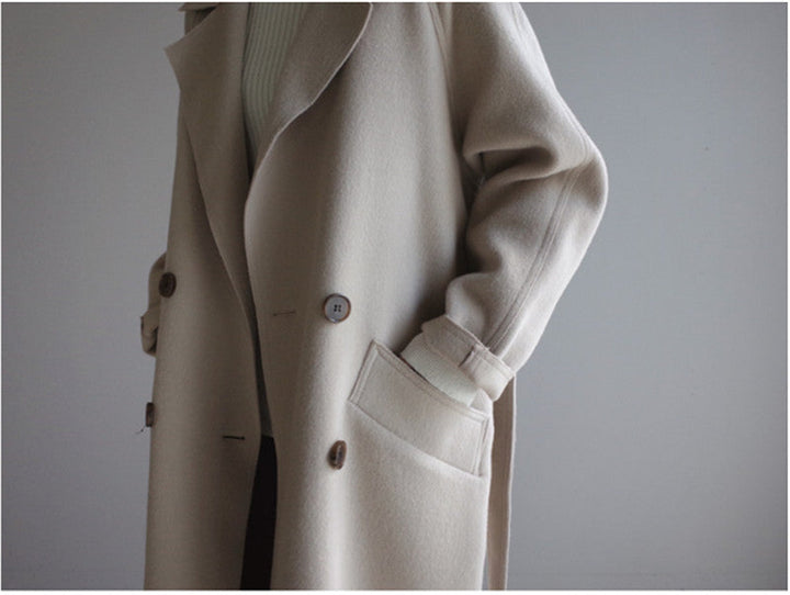 Khloe® | Wełniany płaszcz trench z podszewką