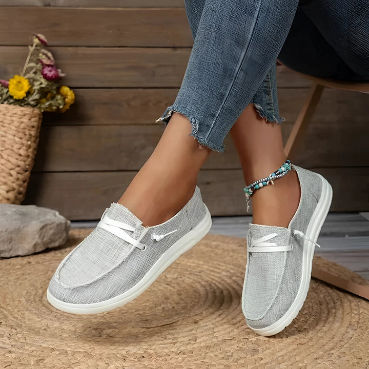 Eco-Friendly Beige Linen Sneakers for Women - Breathable Casual Footwear