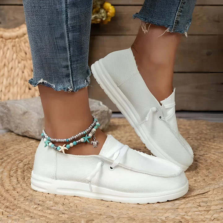 Eco-Friendly Beige Linen Sneakers for Women - Breathable Casual Footwear