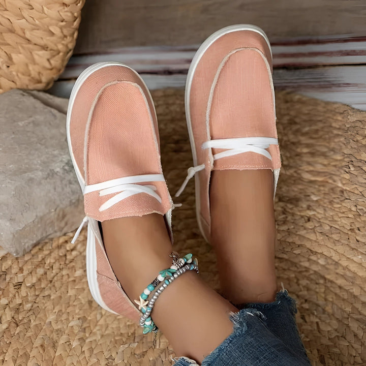 Eco-Friendly Beige Linen Sneakers for Women - Breathable Casual Footwear