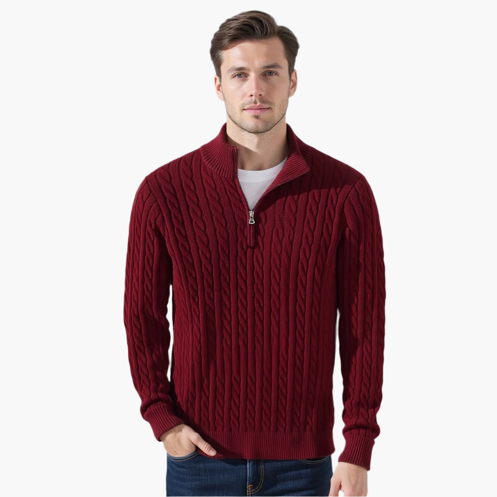 Corleone Classics – Sweter Dzianinowy z Półzamkiem