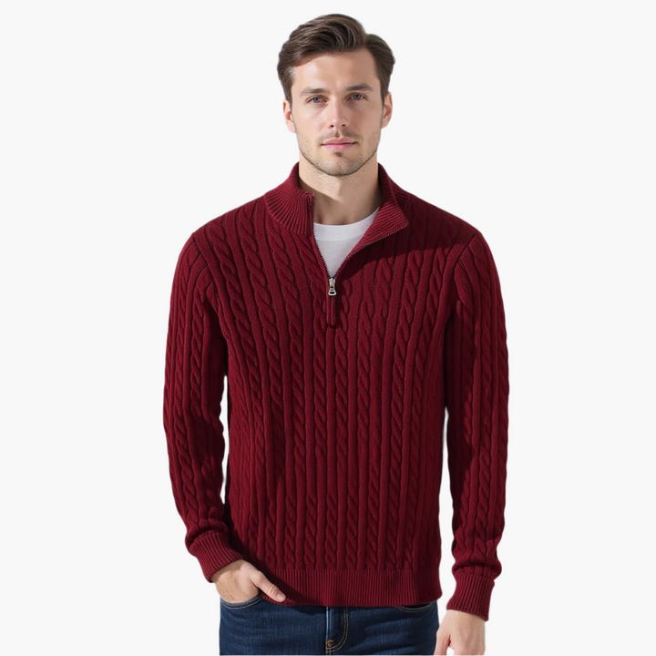 Corleone Classics – Sweter Dzianinowy z Półzamkiem