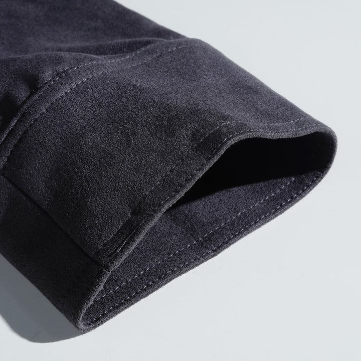 Męska Vintage Suede Kurtka Z Kołnierzem Stojącym Na Guziki 65731063Y