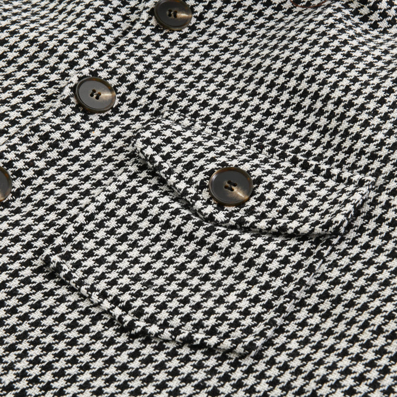 Męska Vintage Marynarka Koszulowa w Kratę Houndstooth z Klapami 85588306M