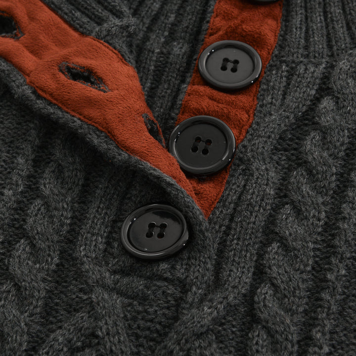 Męski vintage sweter z dzianiny z kołnierzem stojącym 63163731X