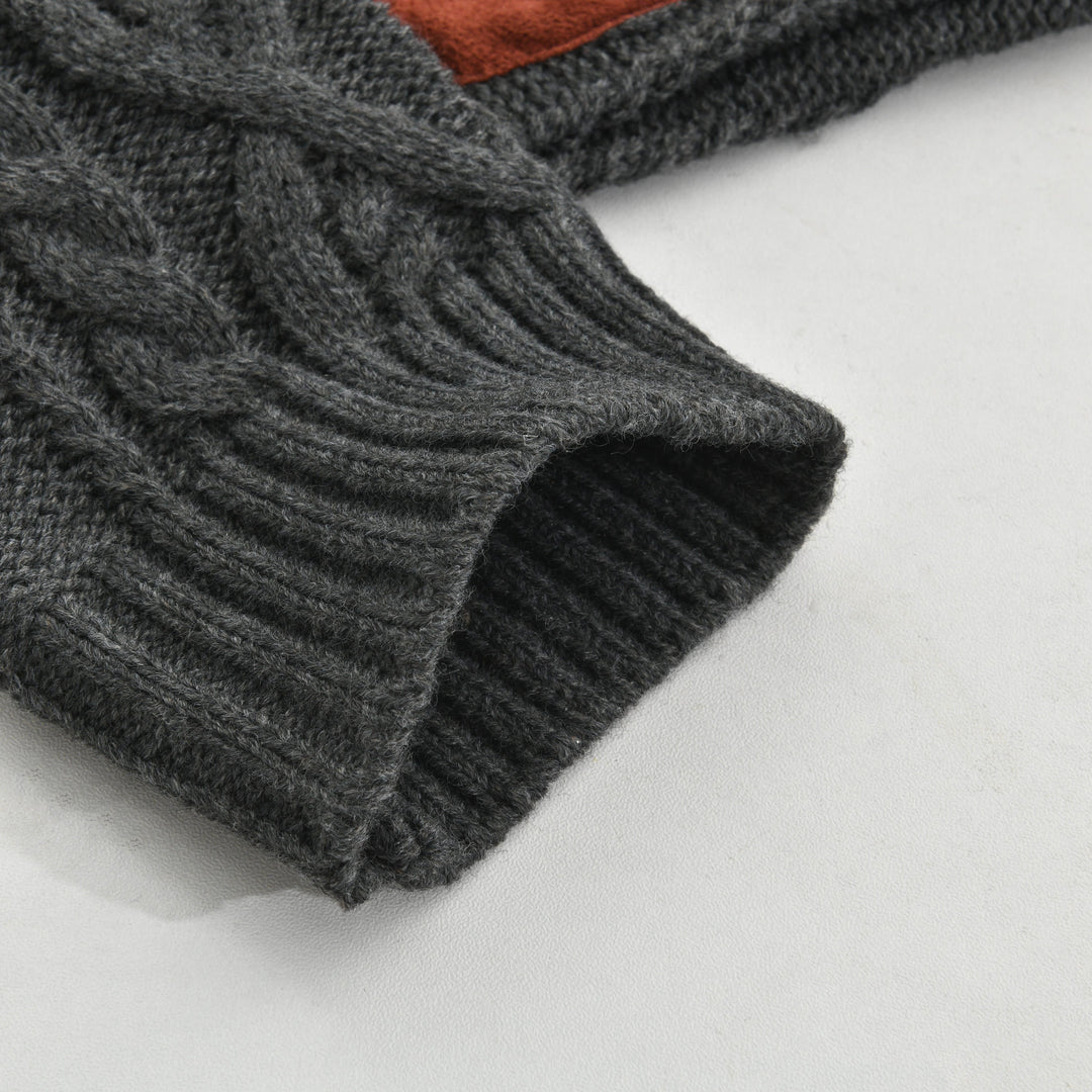Męski vintage sweter z dzianiny z kołnierzem stojącym 63163731X