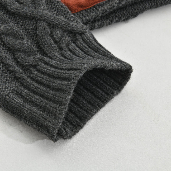 Męski vintage sweter z dzianiny z kołnierzem stojącym 63163731X