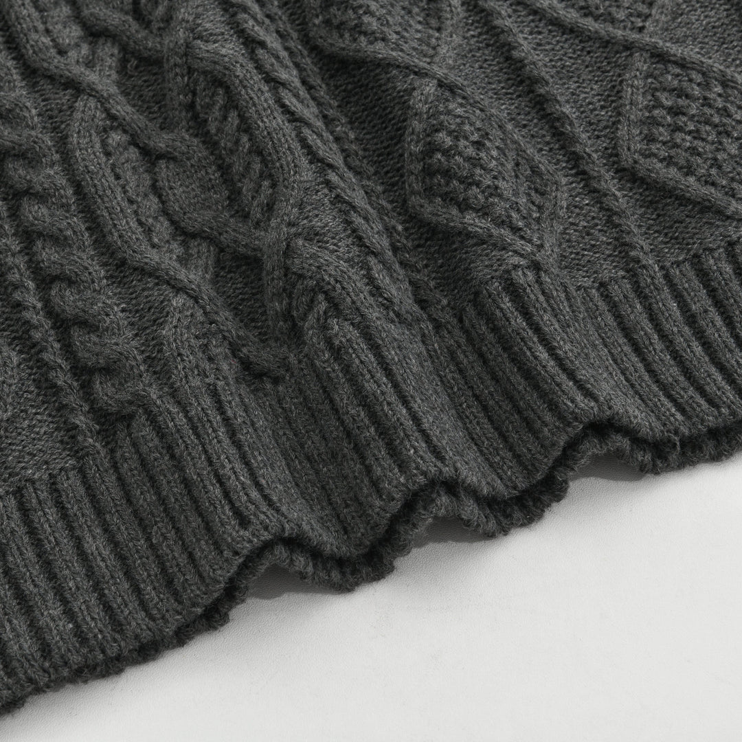 Męski vintage sweter z dzianiny z kołnierzem stojącym 63163731X