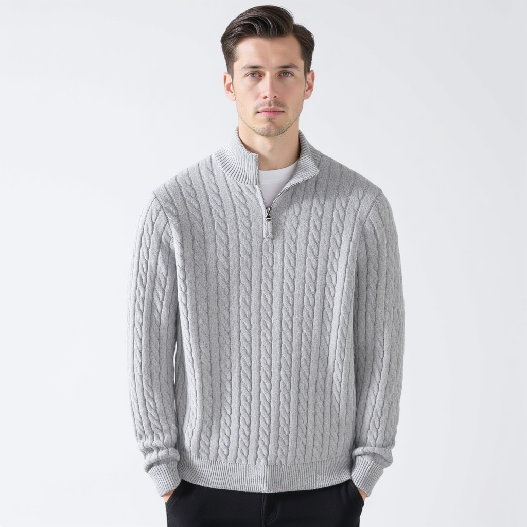 Corleone Classics – Sweter Dzianinowy z Półzamkiem