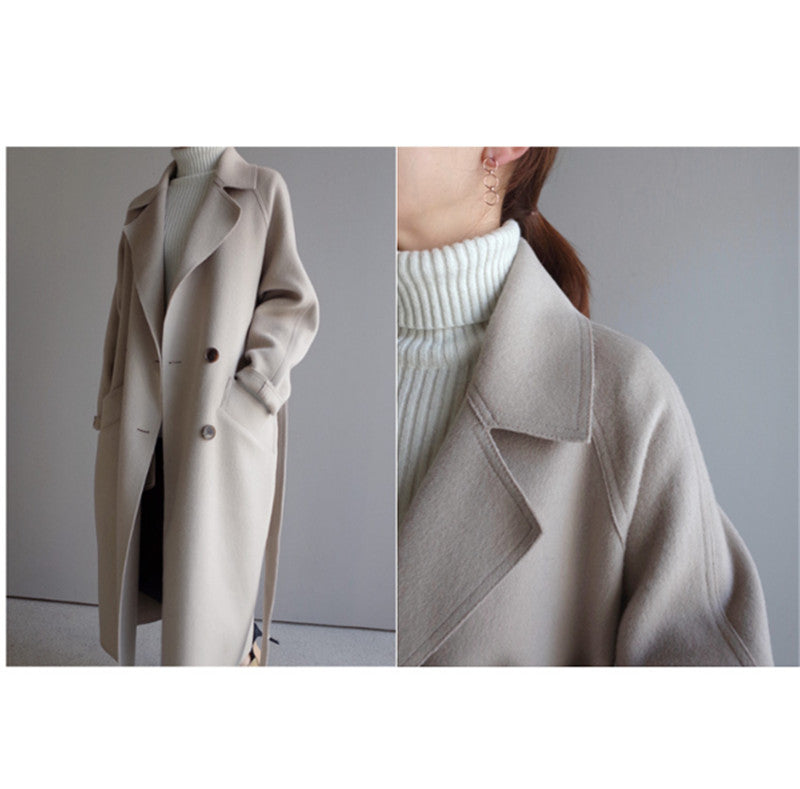 Khloe® | Wełniany płaszcz trench z podszewką
