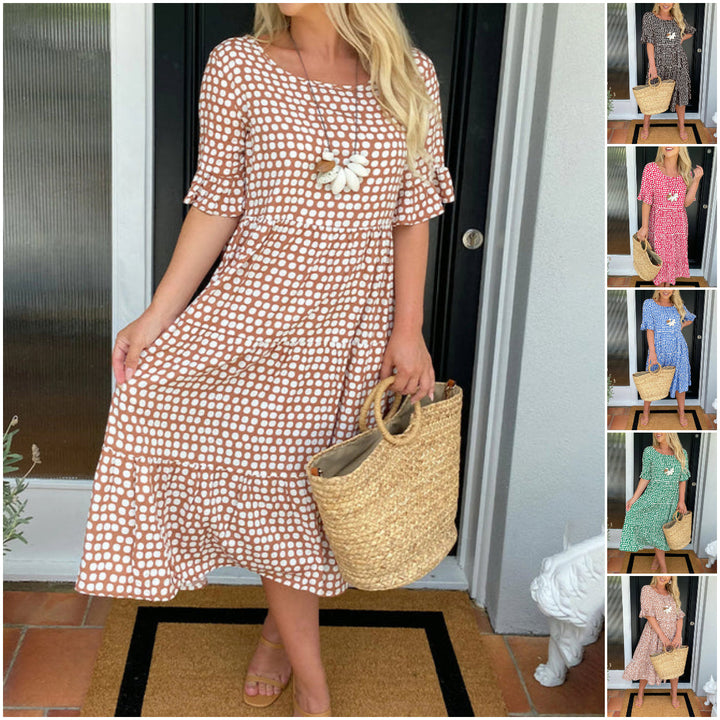 Gitte – Retro Midi Sukienka w Stylu Vintage