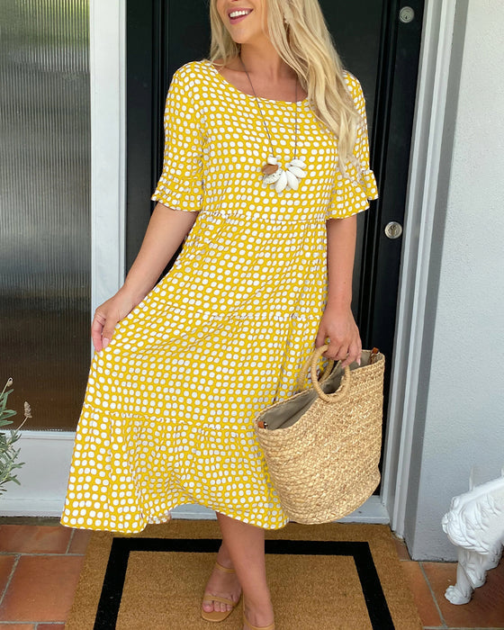 Gitte – Retro Midi Sukienka w Stylu Vintage