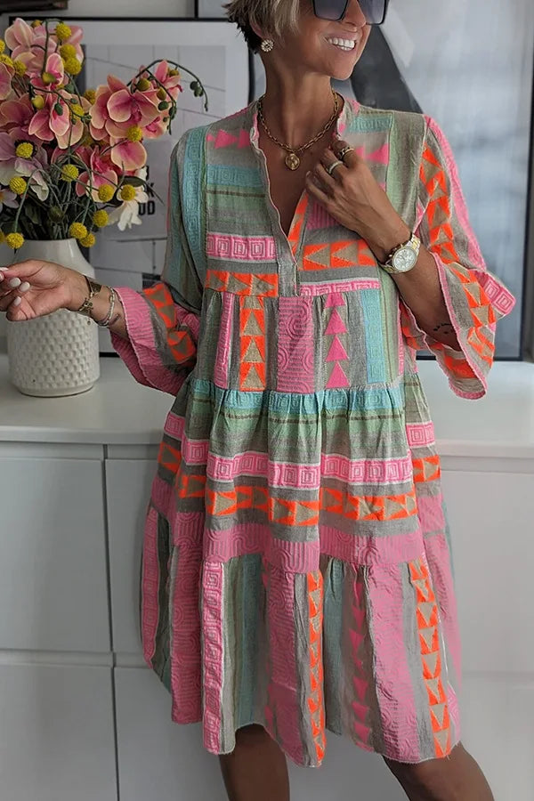 Juliane – Sukienka Boho z Rozkloszowanym Dołem