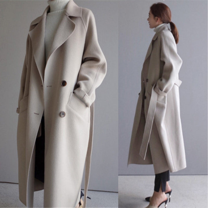 Khloe® | Wełniany płaszcz trench z podszewką