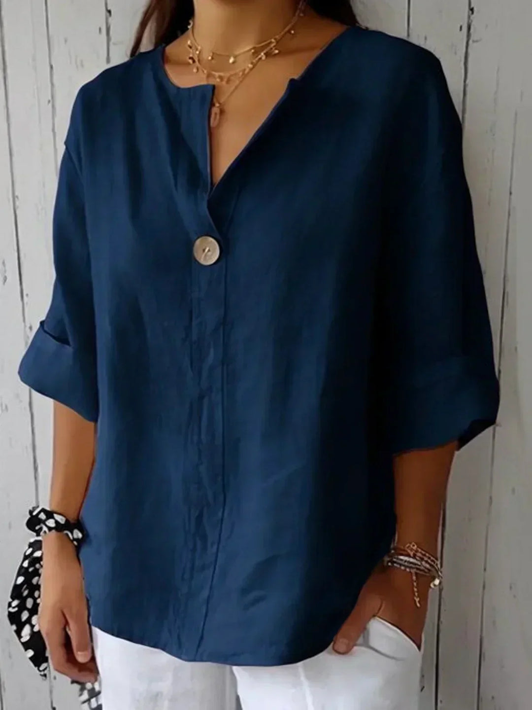 V-Neck Casual Blouse