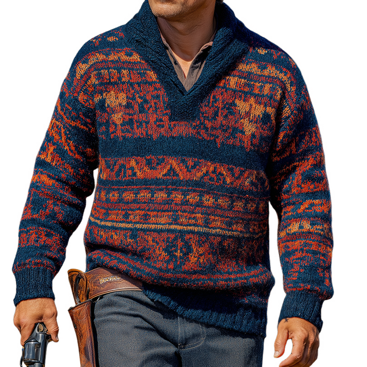 Męski Vintage Casual Western Ranch Sweter MTA1544H6TO