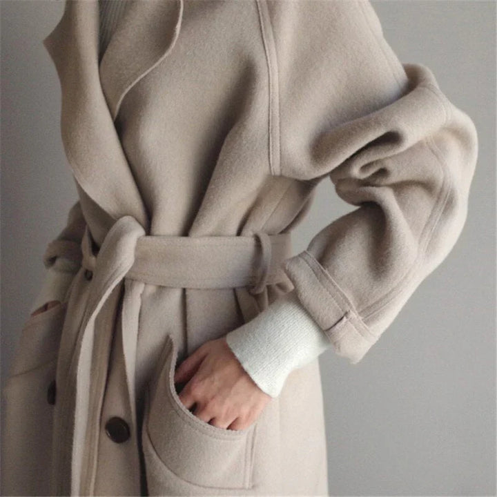 Khloe® | Wełniany płaszcz trench z podszewką