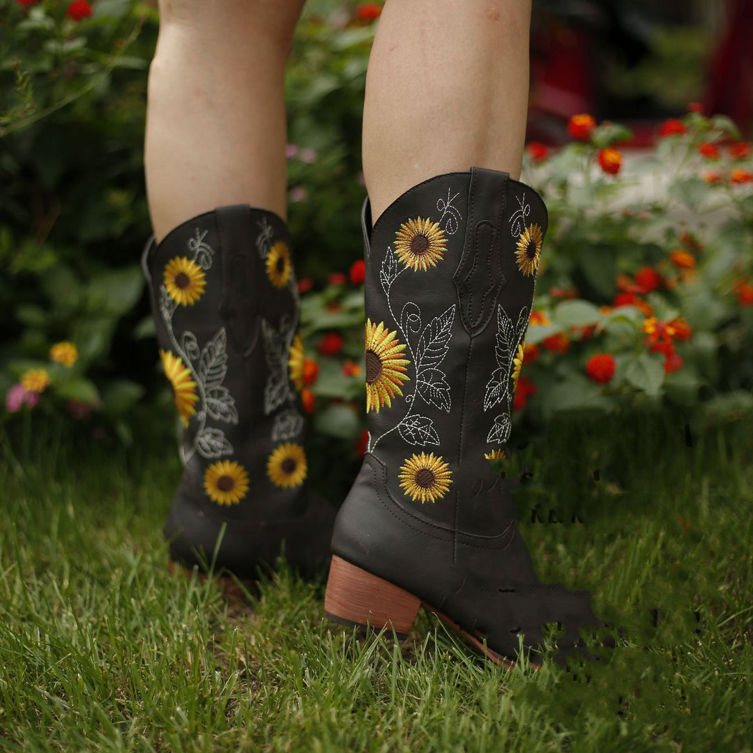 Solara – Botki damskie inspirowane boho w designie słonecznika