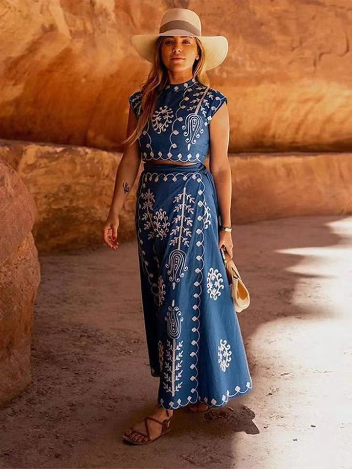 Alina | Top i spódnica z eleganckim nadrukiem