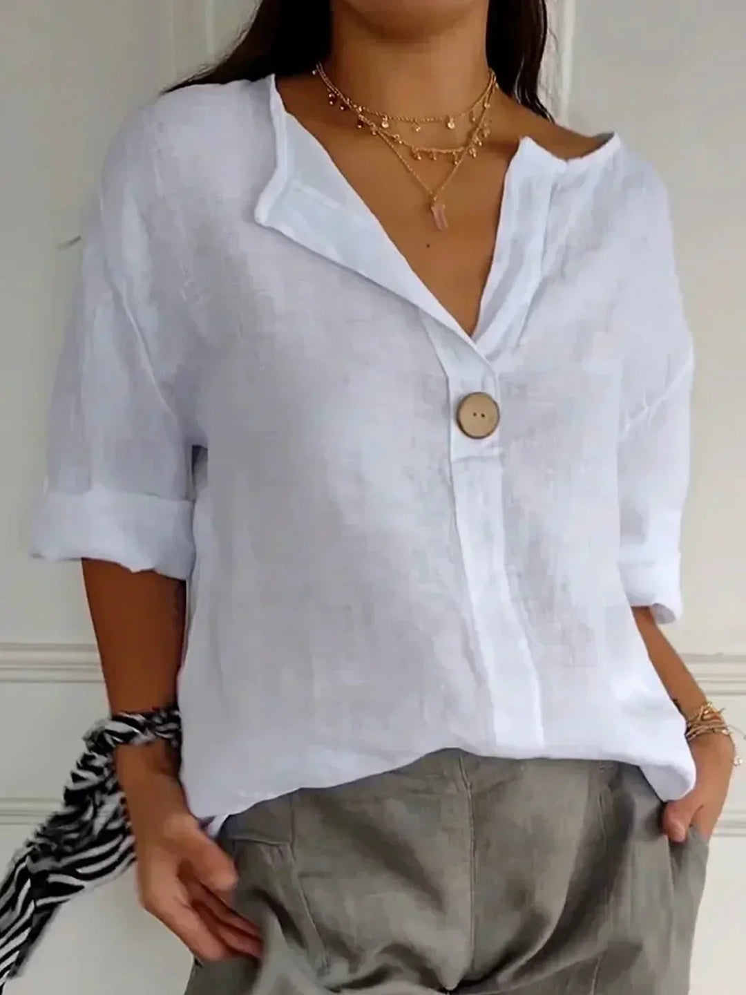 V-Neck Casual Blouse
