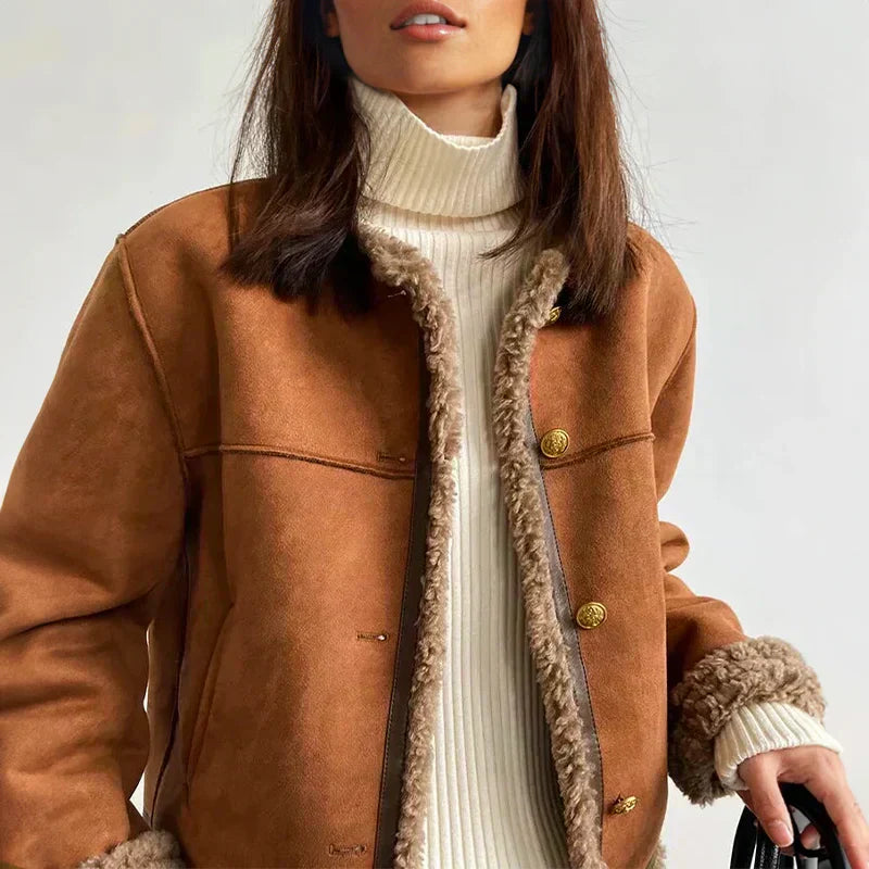 Isabella™ Shearling Button-Up Jacket