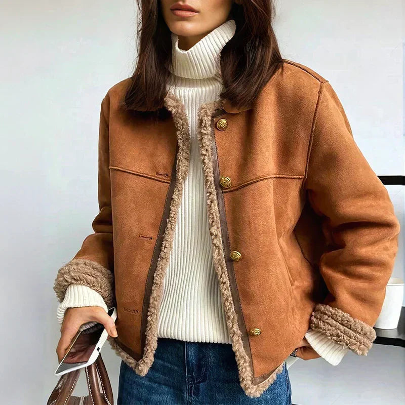 Isabella™ Shearling Button-Up Jacket