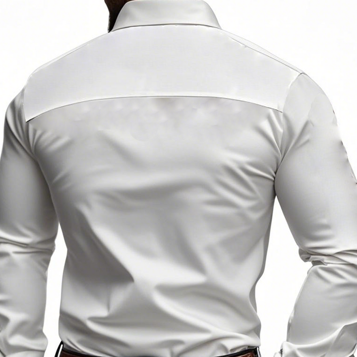 Męska klasyczna koszula w stylu amerykańskim z haftem, slim fit, bawełnowa, z długim rękawem 98153445K