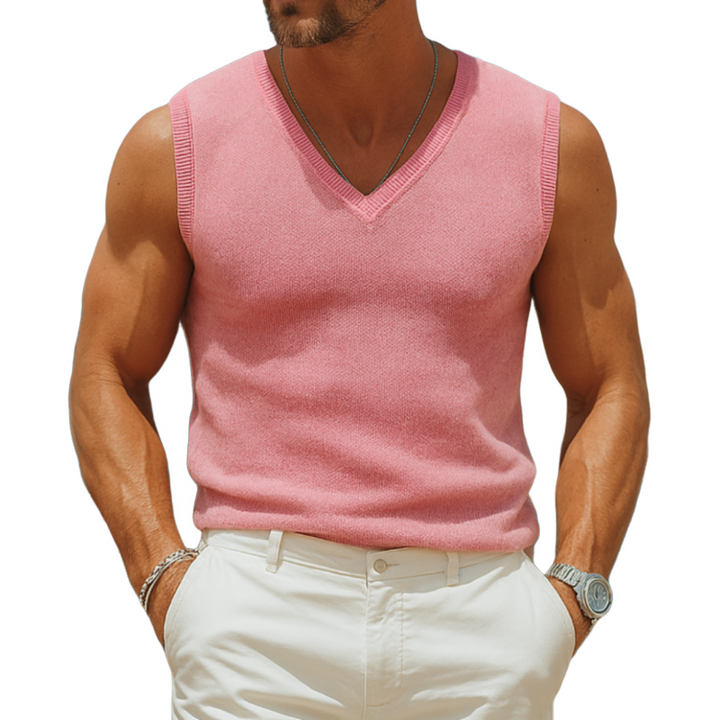 Męska Moda Jednolity Kolor Cienki Dekolt w Serek Slim Fit Sweter Kamizelka MTA0146G5M