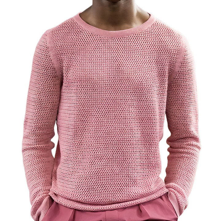 Męski retro casual sweter z okrągłym dekoltem w jednolitym kolorze MTA0811H4TO
