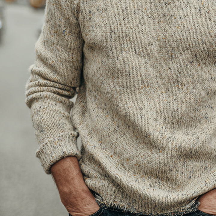 Męski sweter dzianinowy z okrągłym dekoltem i długim rękawem MTA1381H0X