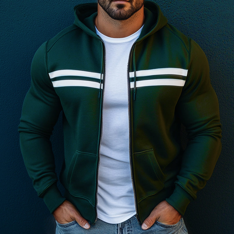 Męska Retro Casual Kurtka Sportowa z Kapturem w Kolorze 35309110TO
