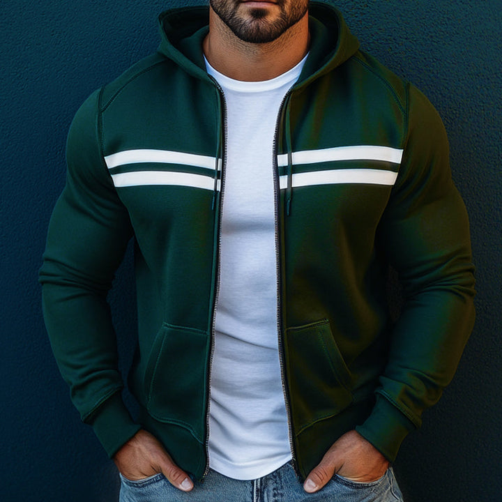 Męska Retro Casual Kurtka Sportowa z Kapturem w Kolorze 35309110TO
