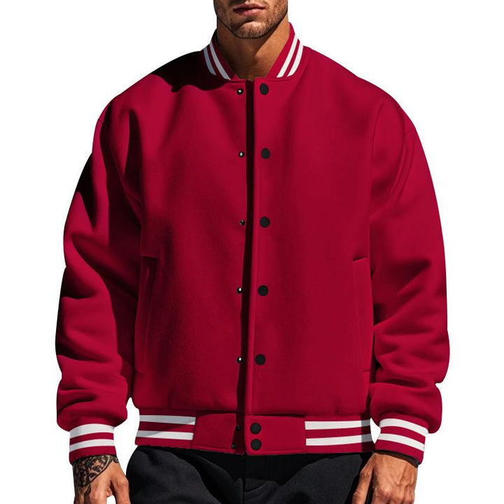Męska Casual Kurtka Sportowa z Fleece i Stojącym Kołnierzem 44187442M