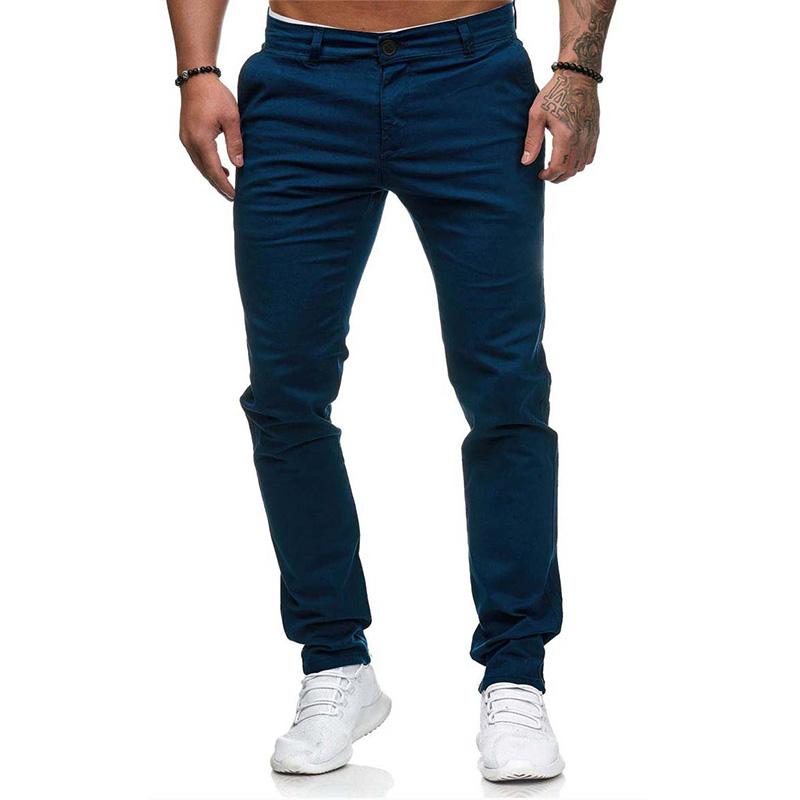 Męskie Spodnie Casual w Jednolitym Kolorze Slim Fit 43253681M