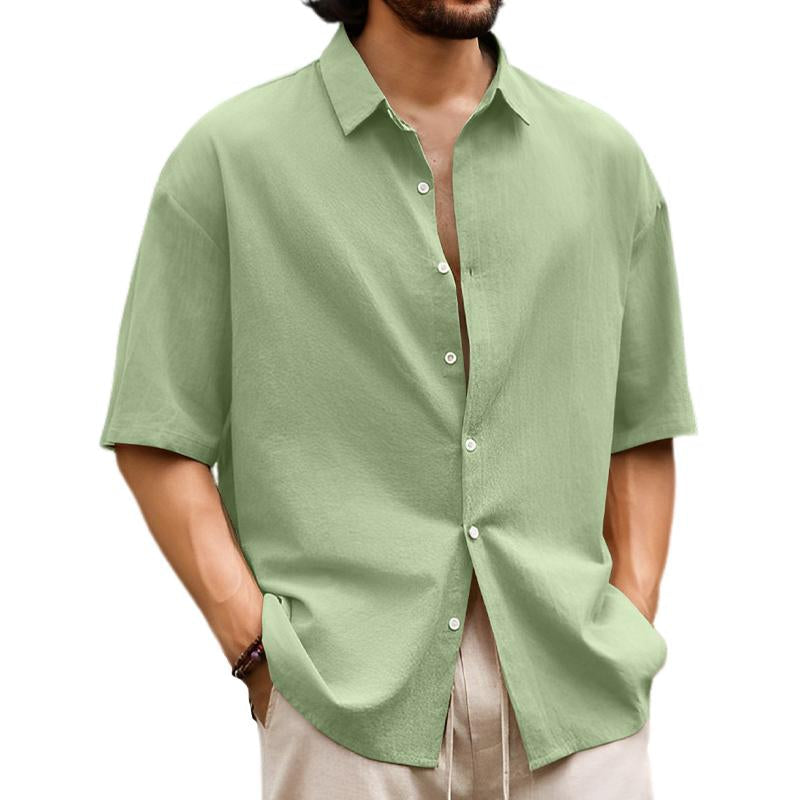 Męska Casualowa Gładka Koszula Hawaiian z Krótkim Rękawem 27590616X