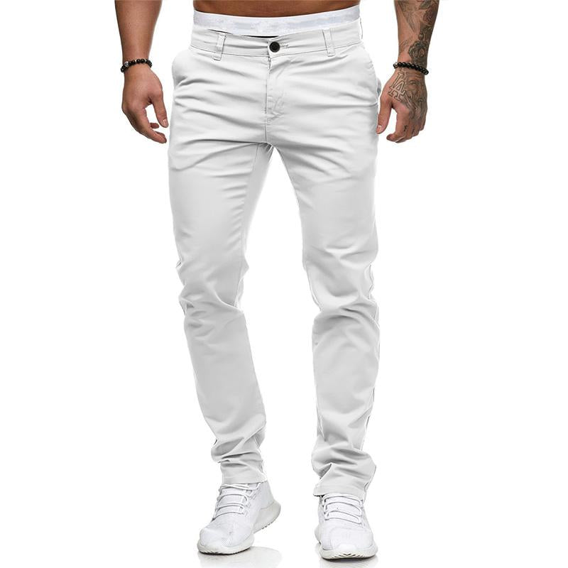 Męskie Spodnie Casual w Jednolitym Kolorze Slim Fit 43253681M