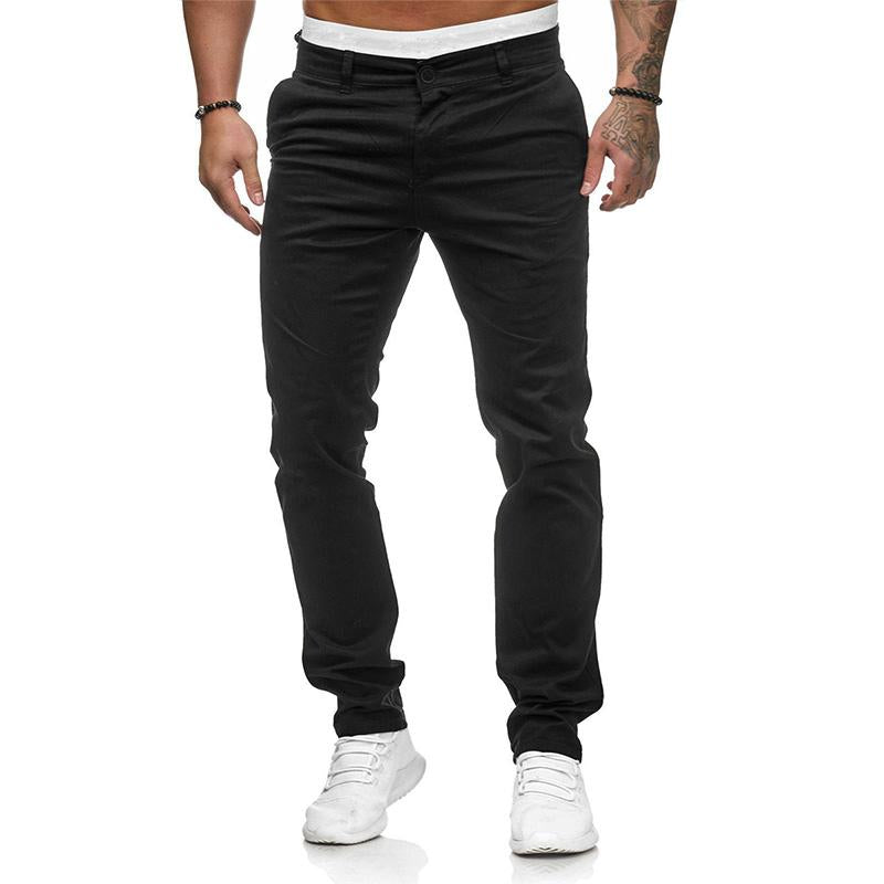 Męskie Spodnie Casual w Jednolitym Kolorze Slim Fit 43253681M