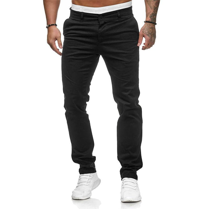 Męskie Spodnie Casual w Jednolitym Kolorze Slim Fit 43253681M