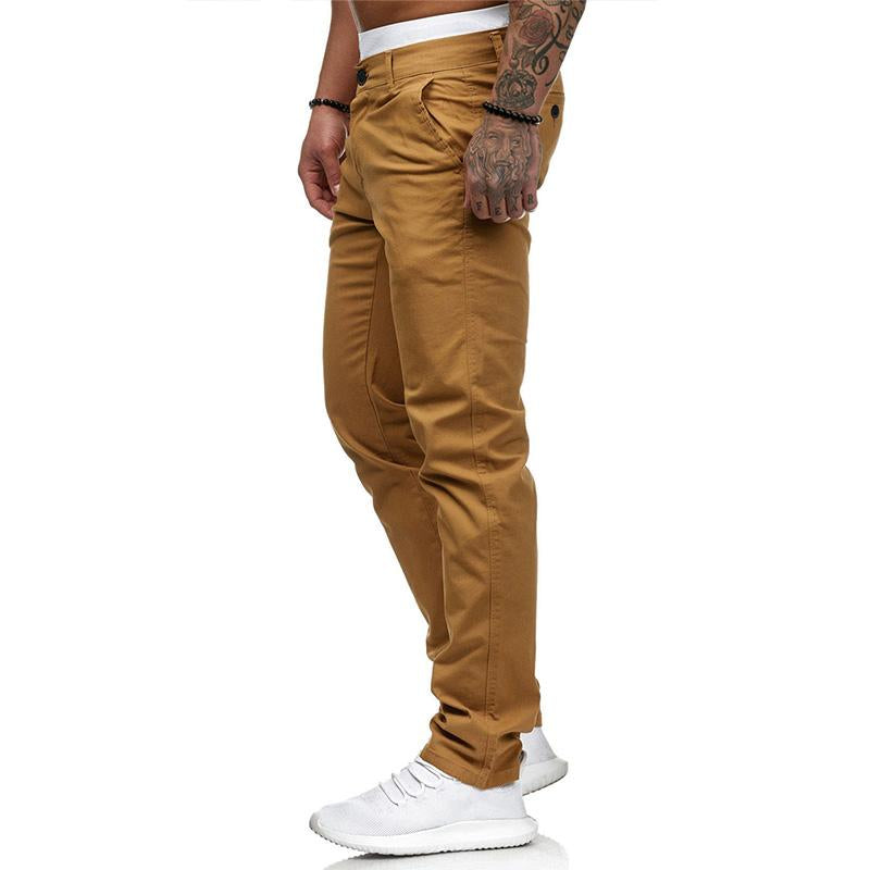 Męskie Spodnie Casual w Jednolitym Kolorze Slim Fit 43253681M