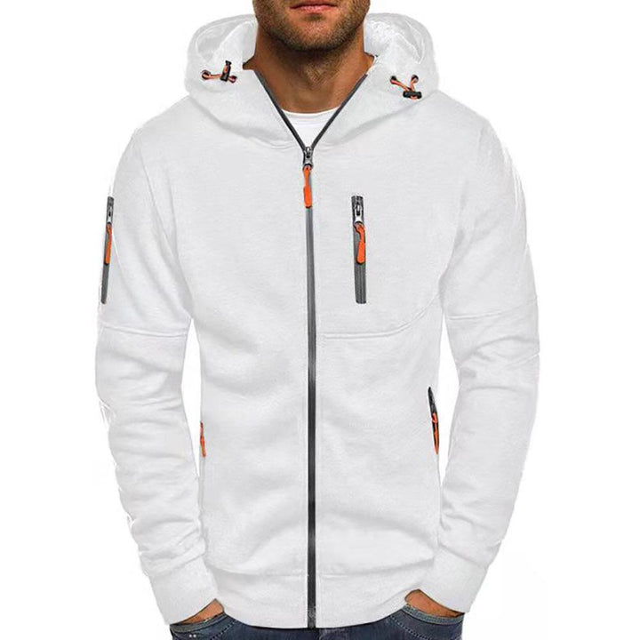 Męska Casualowa Kurtka Sportowa z Kapturem na Zamek, Slim Fit, Bawełniana Mieszanka 87031331