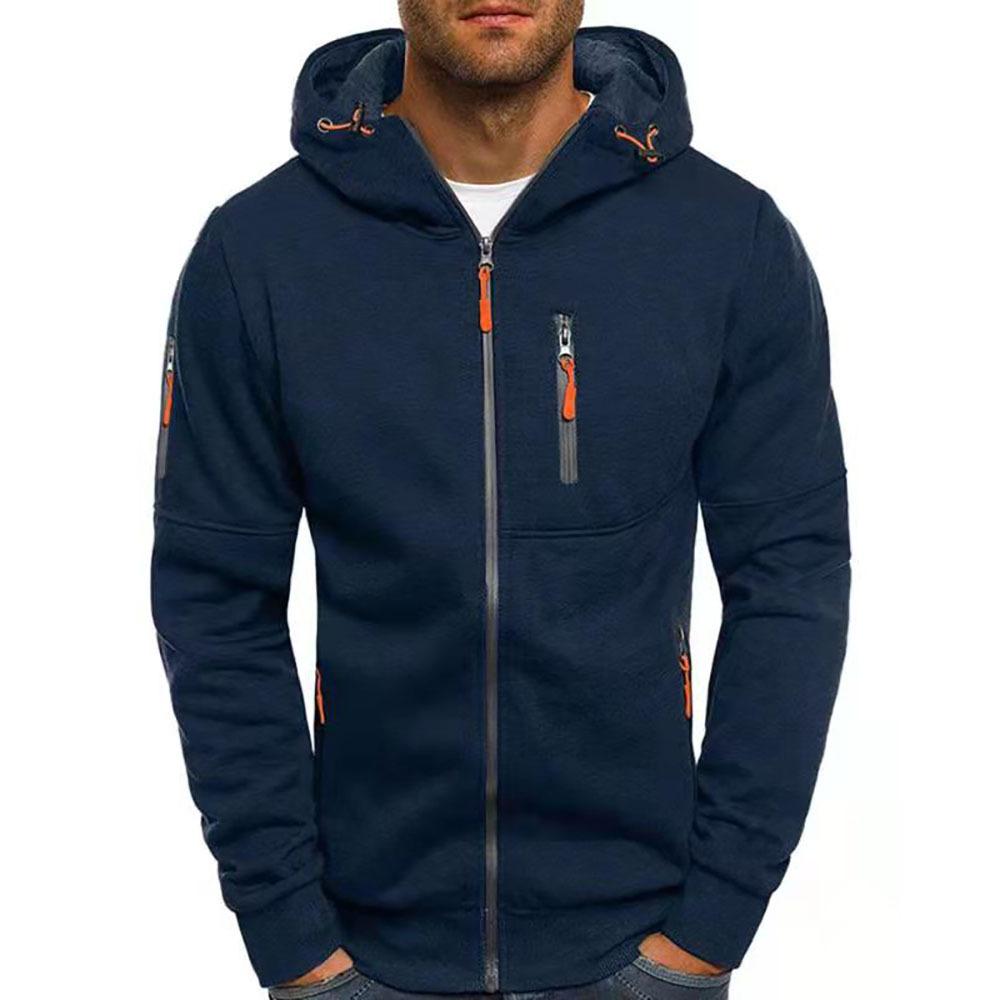 Męska Casualowa Kurtka Sportowa z Kapturem na Zamek, Slim Fit, Bawełniana Mieszanka 87031331