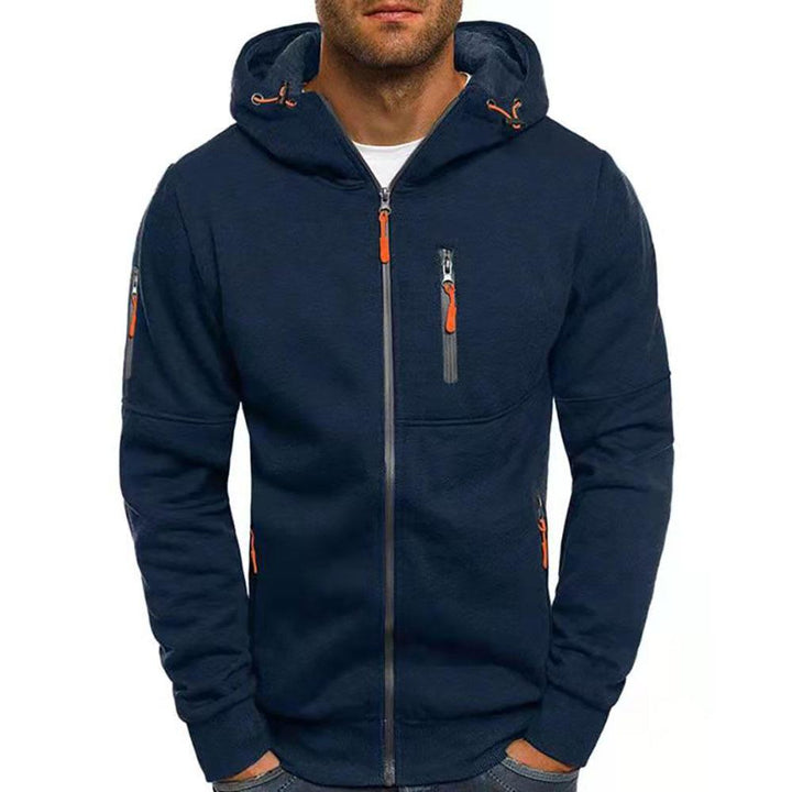 Męska Casualowa Kurtka Sportowa z Kapturem na Zamek, Slim Fit, Bawełniana Mieszanka 87031331