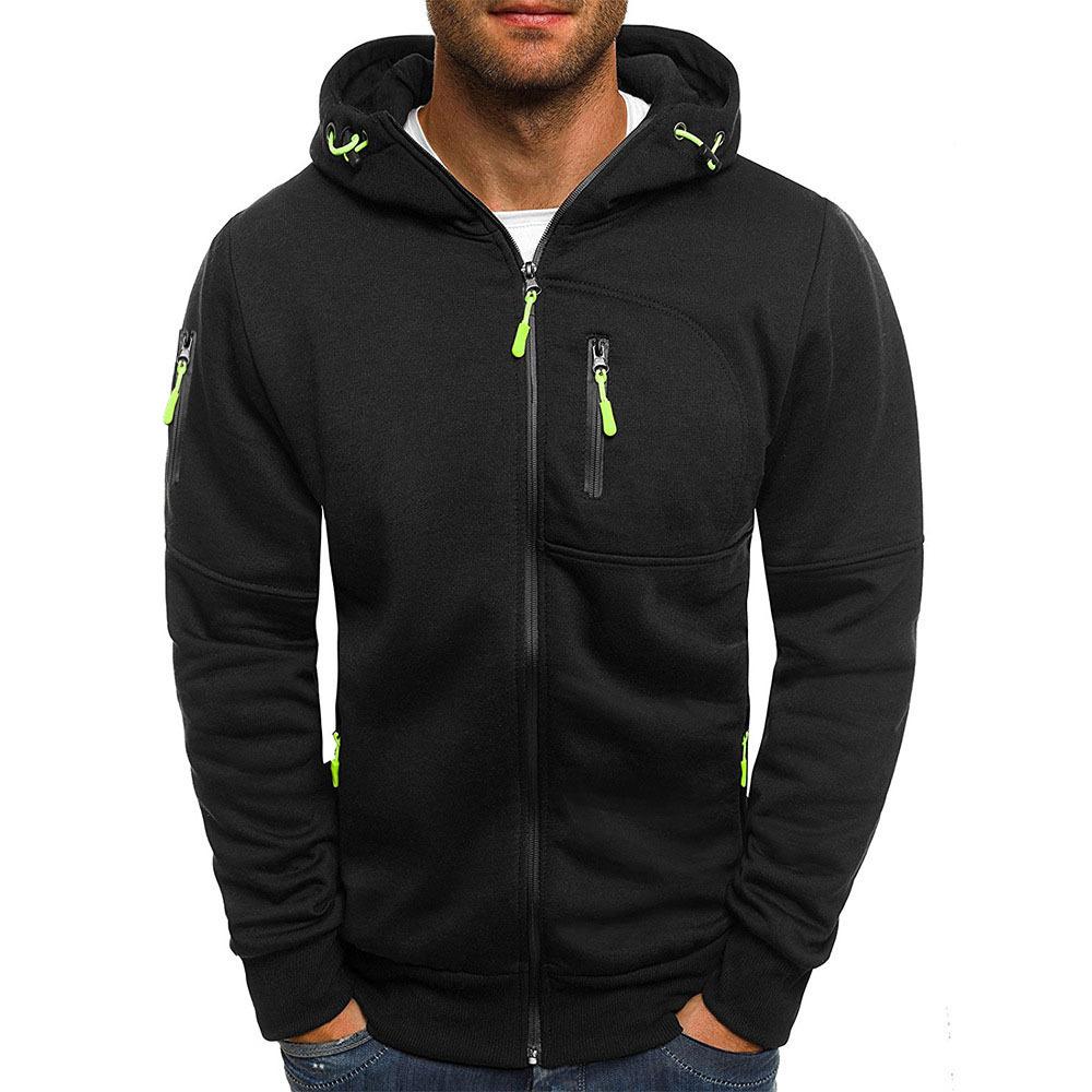 Męska Casualowa Kurtka Sportowa z Kapturem na Zamek, Slim Fit, Bawełniana Mieszanka 87031331