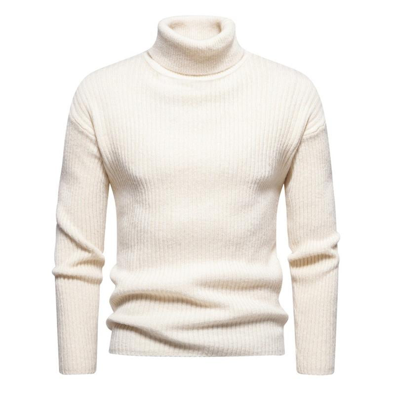 Męski sweter z golfem w jednolitym kolorze 40059462X