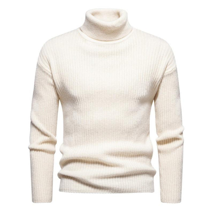 Męski sweter z golfem w jednolitym kolorze 40059462X