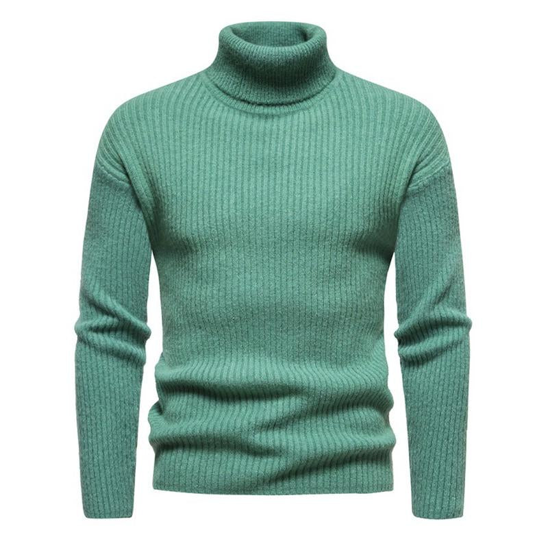 Męski sweter z golfem w jednolitym kolorze 40059462X