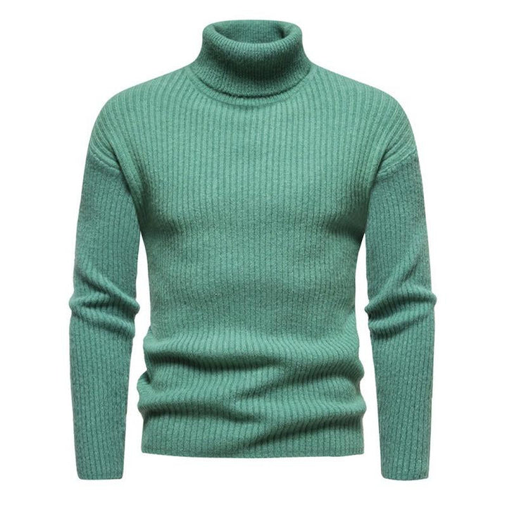 Męski sweter z golfem w jednolitym kolorze 40059462X