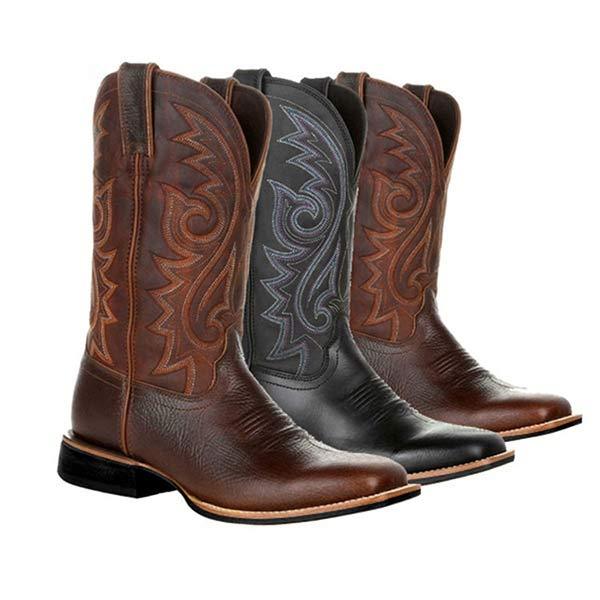 MĘSKIE WYSOKIE BOOTY Z HAFTEM W STYLU VINTAGE 07733035W