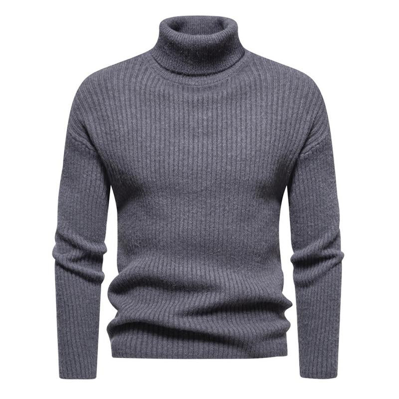 Męski sweter z golfem w jednolitym kolorze 40059462X
